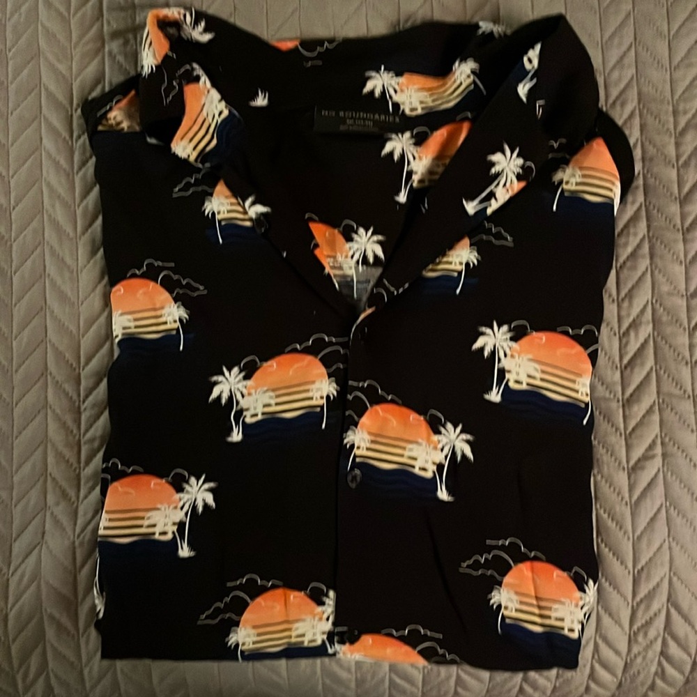 Mean shirt sleeve button up shirt